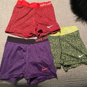3 Nike Pro Shorts